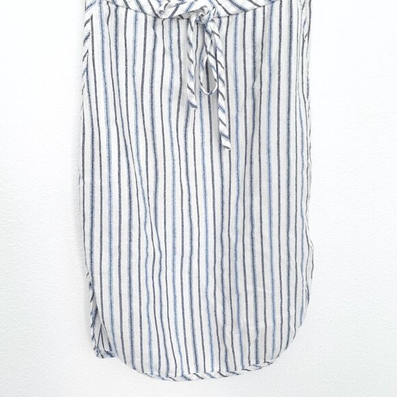 BCBGMAXAZRIA Dress Alexis White Blue Stripe Off The Shoulder Ruffle - Picture 4 of 9